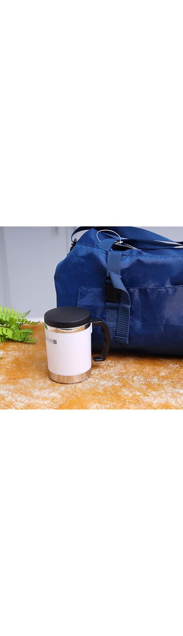 Royalford 11oz Stainless Steel Travel Mug - Coffee Mug with Handle &amp; Lid Travel Friendly   Microwave safe   Leakproof Lid Eco-Friendly Reusable Cup for Travel &amp; To-Go Hot/Cold Drinkware (Green)