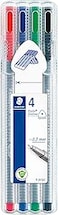 Staedtler 334 Triplus Fineliner Superfine Point Pens, 0.3 Mm, Assorted Colours, Pack Of 4