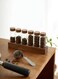 Coffee Bean Storage Jars Set Airtight Glass Spice Containers with Wooden Stand 6pcs 17g Kitchen Organizer for Coffee Tea Herbs