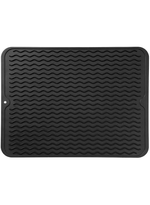 MicoYang Silicone Dish Drying Mat for Multiple Usage,Easy clean,Eco-friendly,Heat-resistant Silicone Mat for Kitchen Counter or Sink,Refrigerator or drawer liner Black L 16 inches x 12 inches