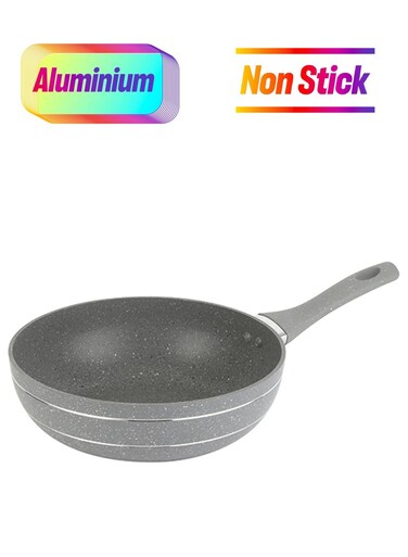 26 CM Forged Aluminum Granite Smart Deep Frypan 5 Layer Grey 26cmcm