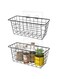 MaraFansie Hanging Kitchen Baskets Wire Storage Basket Over the Cabinet Door Organizer, No Drilling Adhesive Basket for Cabinet Pantry Organization and Kitchen, Bathroom, Storage, 2 Pack, Black