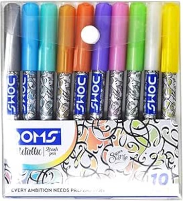 Doms Metallist Series Metallic Brush Pen (10 Assorted Shades x 2 Set), Multicolor (DM8389P2)