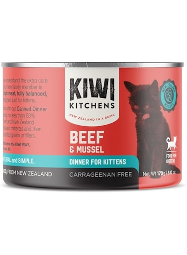 Kiwi Kitchens Beef &amp; Mussel Dinner Canned Wet Kitten Food 170G