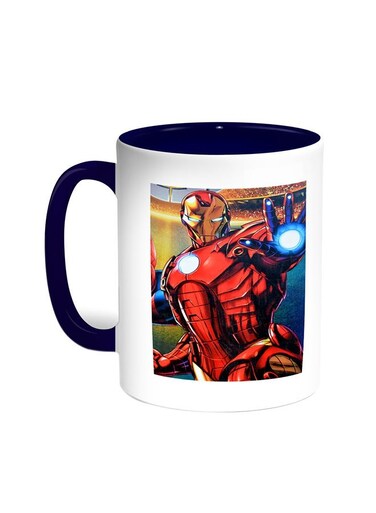 Iron Man Printed Coffee Mug Blue/White 11ounce