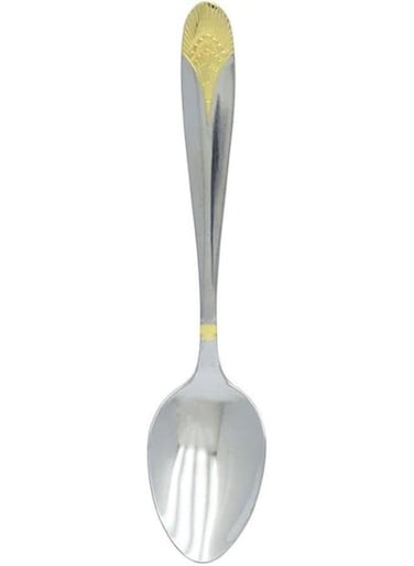 Stainless Steel Tea Spoon 6 Piece Set - Crown, Gold Silver 14cm