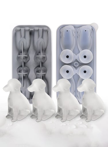 Dog Shaped Silicone Ice Cube Mold - Makes 4 Dog-Shaped Ice Cubes, Chocolates, and Biscuits - Perfect for Parties and Creative Desserts
