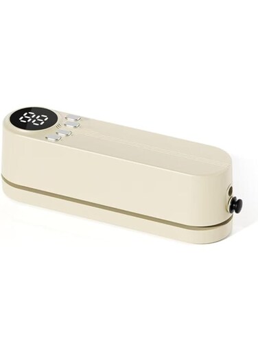 Vacuum sealer small food sealer fully automatic sealing vacuum sealer for food preservation wet and dry sealing with 5 sealing bags, external vacuum and air pump (white)