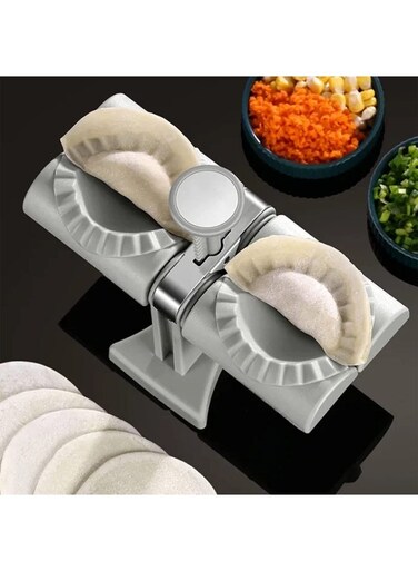 Head Automatic Dumpling Maker Machine - 2-in-1 Manual Empanada Press &amp; Ravioli Mold - DIY Gyoza Wrapper Dough Cutter &amp; Dumpling Press for Home Kitchen