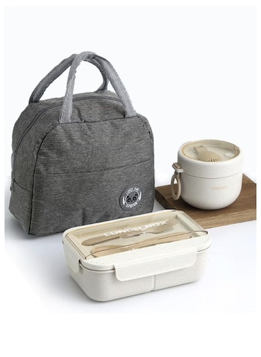 Five-piece lunch box with soup bowl &ndash; made of eco-friendly materials, microwave-safe, and with a short heating time. Food-safe bento box with insulated bag.