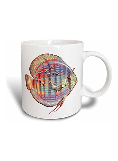 Discus Fish Printed Mug White/Red/Green