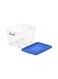 82L Clear Plastic Storage Box With Wheels &amp; Lockable Lid (Blue)