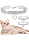 3 Pieces Bling Rhinestones Pet Collars Glitter Pendant Dog Collars Adjustable Crystal Cat Collar Elastic Pet Necklace for Small Pet Cat Dogs Puppy (White, S)
