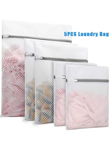 Laundry Bag, 5 Pcs Durable Honeycomb Mesh Laundry Bags for Delicates, For Washing Machine, Laundry Bags, Mesh Wash Bag, Travel Storage Organize Bag, Travel Laundry Bag (1 Large, 2 Medium, 2 Small)