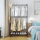 Double Rod Clothing Garment Rack, Rolling Clothes Organizer on Wheels for Hanging Clothes, Black