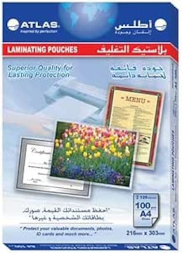 ATLAS 100-Piece A4 Film Lamination Sheets Clear