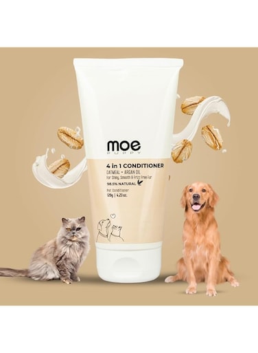 Moe Puppy Moisturizing 4-in-1 Pet Conditioner with Oatmeal, Coconut Oil, Shea Butter, Argan Oil, 120g