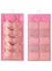 U-HOOME 2Pcs Bra Hanging Bag Underwear Storage Bag, Hanging Closet Organizer Dual-Sided Storage Bags for Underwear, Bra and Sock with Mesh Pocket (Pink)
