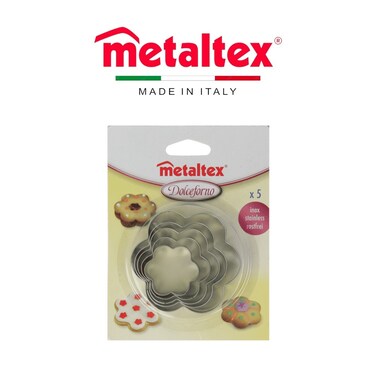 Metaltex 5-Piece flower Cookie Cutter Set &ndash; Stainless Steel, Assorted Sizes for Baking &amp; Crafts