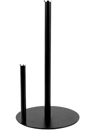 Black Stainless Steel Paper Towel Holder &acirc;&euro;&ldquo; Weighted Base Kitchen Countertop Stand with Non-Slip Pad, One-Handed Tear Dispenser for Standard &amp; Large Rolls &acirc;&euro;&ldquo; Modern Home Accessory for Kitchen, Bathroom &amp; Laundry