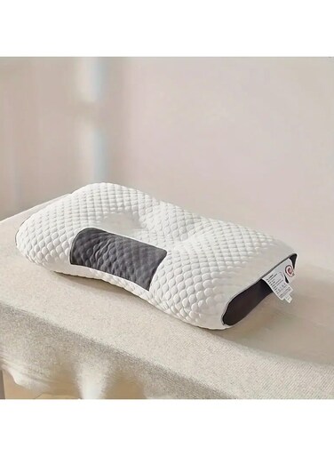 1pc Knitted Antibacterial Cotton Massage Neck Pillow For Sleeping Soft, Adjustable Ergonomic Orthopedic Contour Support Pillow, High Quality Pillow Core, Removable Cover