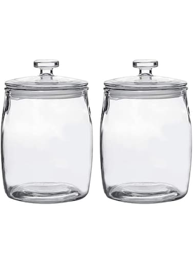 Ritayedet 1/2 Gallon Glass Jars with Lid, Wide Mouth Cookie Jars Set of 2, Apothecary Jars for Candy, Glass Canisters for Kitchen Storage and Laundry Organization