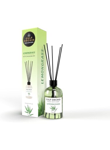 Gulf Orchid Lemongrass Reed Diffuser Aromatherapy Air Freshener Fragrance - Perfect for Home, Livingroom, Bedroom, Toilet, Closet &amp; Office - 110 ml