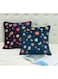 MANTIS Muti-Daisy Embroidery Cushion Cover 45x45cm (18x18) &acirc;&euro;&ldquo; Decorative Throw Pillow Cover, Polyester Velvet, Invisible Zipper, Wrinkle/Fade-Resistant, Washable, Square, (Marine Blue)