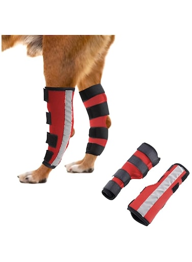 DELIFUR Dog Leg Brace- A Pair of Pet Knee Brace for Small Dogs Medium Dog and Large Dog After Surgery Wear Hip and Thigh Wound Protective Sleeve Reflector Strip Dog Knee Brace.（Large）