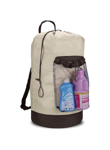 Dalykate Laundry Bag with Shoulder Straps and Mesh Pocket Durable Nylon Backpack Clothes Hamper Bag with Drawstring Closure for College, Travel, Laundromat, Apartment