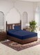 Linen Queen Size Plain Fitted Elastic Bedsheet with 2 Pillow Cases 180 x 200 Cm (Navy Blue)