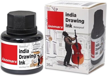 Isomars India Waterproof Drawing Ink 35ml - Black