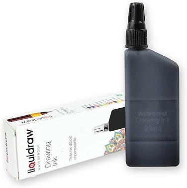 Technical Pen Waterproof Drawing Ink Black 25ml (Compatible with Rotring Isograph Pens)