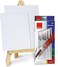 Isomars Artist Wooden Easel 18" with Round Brush Set of 7 &amp; Canvas Boards - 8"x10", 10"x12