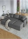 Galaxy Design Hunter 3 Seater Diwan Sofa Cum Bed With Cushions L-Shaped Storage Space   Convertible Living Room Furniture Grey 210X160X95 C