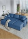 Galaxy Design Hunter 3 Seater Diwan Sofa Bed With Cushions L-Shaped Storage Space   Convertible Living Room Furniture Blue 210X160X95 Cm