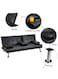 Galaxy Design Futon Sofa Bed, Faux Leather Lounge Couch for Living Room, Convertible Upholstered 3 Adjustable Positions Black 2 Seater 160x80x75