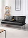 Galaxy Design Futon Sofa Bed, Faux Leather Lounge Couch for Living Room, Convertible Upholstered 3 Adjustable Positions Black 2 Seater 160x80x75