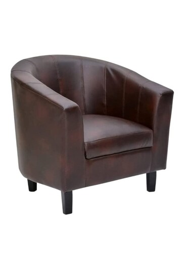 Galaxy Design Tub Chair Faux Leather Comfortable &amp; Stylish For Living Room Or Bedroom Color Dark Brown