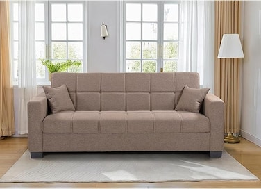 Galaxy Design Alba Sofa Cum Bed I Sleeping Fabric Sofa I Three Seat Sofabed I Modern Design Living Room Sofa K-S399. (BROWN, WITHOUT ASSEMBLY)
