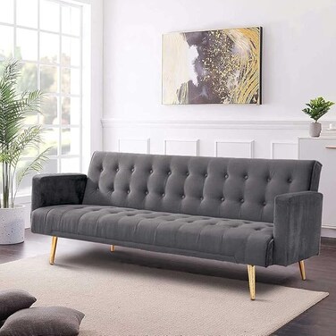 Galaxy Design Claude Sofa Bed I Sleeping Fabric Sofa I Metal Leg, Three Seat Sofabed I Modern Design Living Room Furniture Set (L 191 x W 81 x H 75.5 cm   L 191 x W 97 x H 39 cm) - Grey