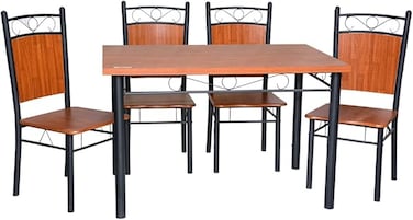 Galaxy Design Wooden Steel Metal Dining Table Chairs Set Modern Dinner Desk 4-Chairs for Dining Room Kitchen Lounge Adjustable Table Comfortable chairs, Cafeteria Set Chairs Table DT854