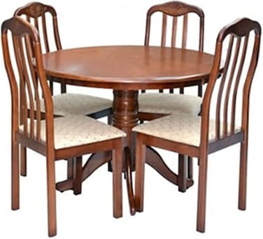 Galaxy Design  5 Pieces Wooden Dining Table 4 in 1 (4-chair + Round Table) Brown KDT105