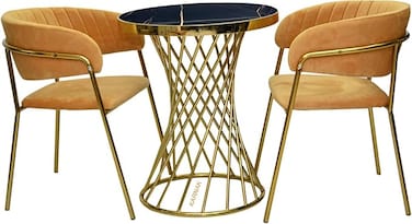 Galaxy Design 3-Pieces Dining Round Table Chairs Set Modern Dinner Desk &amp; 2-Chairs for 1-Dining Room Kitchen Lounge Adjustable Table Comfortable chairs, Coffeeshop Cafeteria Set Chairs Table KRT81