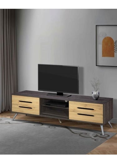 Galaxy Desing Modern TV Cabinet, Media Console with a Natural Wood Finish &amp; Storage Doors for Living Room or Media Room