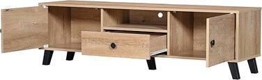 Galaxy Desing Modern Multifunctional TV Table Stand-MAF-TV113-150CM-Storage Unit with 1 Drawers and Tow Doors Storage Shelves