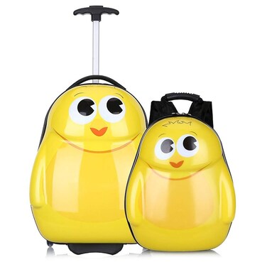 Peekaboo 2PC Kids Luggage Set - Children Suitcase Backpack School Travel Trolley ABS, Best Gift - Chicken