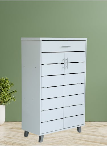 GALAXY DESIGN Modern Wooden Shoe Rack Free Standing Entryway Shoe Organizer Multi-Function storage box, Shoe Cabinet for Home, Living Room, Office Color White