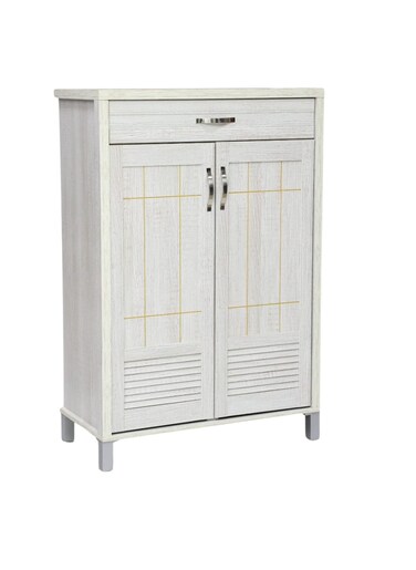 GALAXY DESIGN Wood 2 Door Shoe Rack Storage Color White Oak