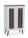 GALAXY DESIGN Wooden 2 Door Shoe Rack, Free Standing Entryway Shoe Organizer, Multi-Function Storage Tower Shelf, Storages Box, Shoe Cabinet for Home, Living Room Color (White-Brown)